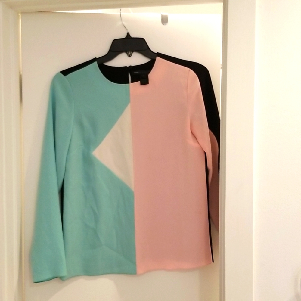 Marc by Marc Jacobs size 8 L/S mint, pink, white and black blouse